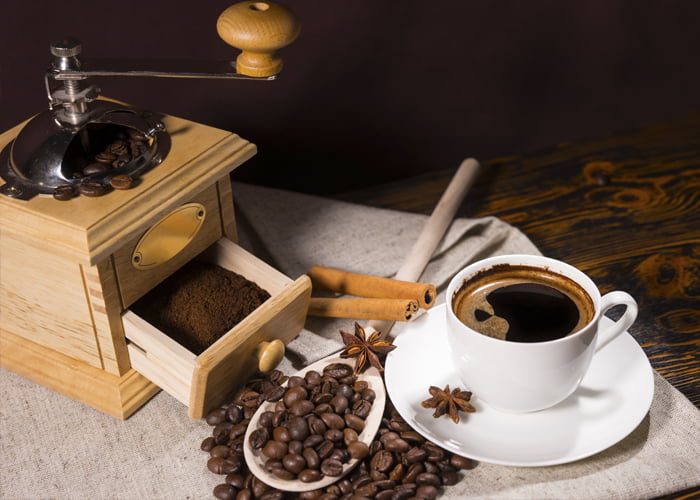 negócio de café moído na hora