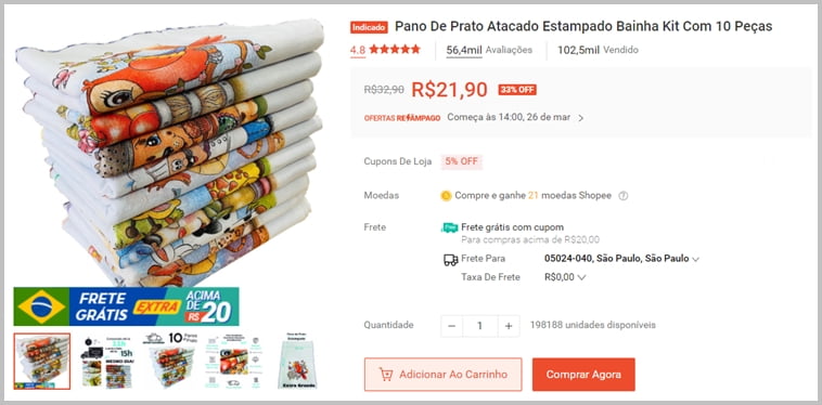 Produtos baratos na Shopee para revender
