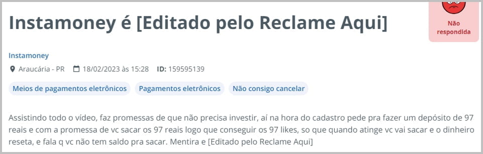 Reclame Aqui Insta Money